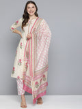 HERE&NOW Floral Printed Panelled Pure Cotton Kurta with Salwar & With Dupatta | Grocsy