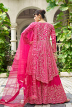 Monjolika Fashion Chinon Embroidered Rani Pink Readymade Palazzo Kameez | Grocsy