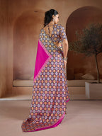 Monjolika Fashion Magenta Printed Satin Saree | Grocsy
