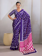 Monjolika Fashion Violet Printed Satin Saree | Grocsy