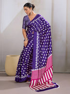 Monjolika Fashion Violet Printed Satin Saree | Grocsy