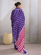 Monjolika Fashion Violet Printed Satin Saree | Grocsy