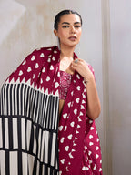 Monjolika Fashion Maroon Printed Satin Saree | Grocsy