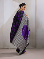 Monjolika Fashion Black & Violet Satin Printed Saree | Grocsy