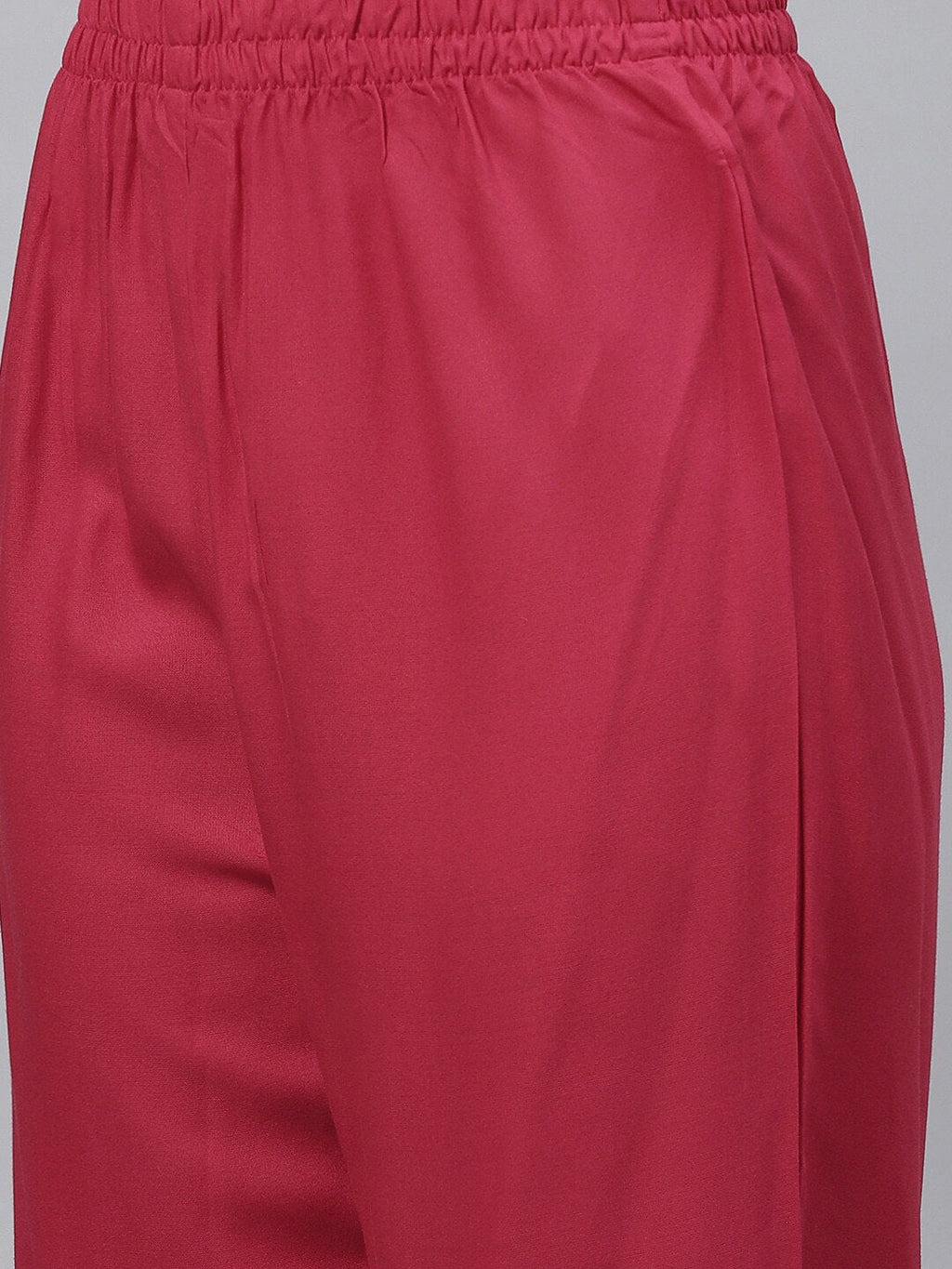 HERE&NOW Women Red Floral Printed Panelled Thread Work Kurta with Trouser & Dupatta | Grocsy