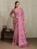 Monjolika Fashion Maroon Printed Satin Saree | Grocsy