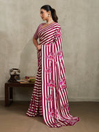 Monjolika Fashion Maroon Printed Satin Saree | Grocsy