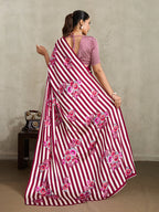 Monjolika Fashion Maroon Printed Satin Saree | Grocsy
