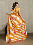 Monjolika Fashion Mustard Printed Satin Saree | Grocsy