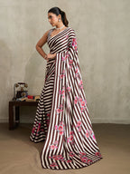 Monjolika Fashion Brown Printed Satin Saree | Grocsy