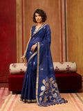 Monjolika Fashion Navy Blue Silk Blend woven Work Saree | Grocsy