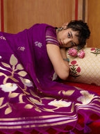 Monjolika Fashion Purple Silk Blend woven Work Saree | Grocsy
