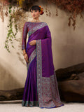 Monjolika Fashion Purple woven Kanjivaram Silk Blend Saree | Grocsy