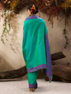 Monjolika Fashion Turquoise woven Kanjivaram Silk Blend Saree | Grocsy