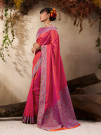 Monjolika Fashion Salmon woven Kanjivaram Silk Blend Saree | Grocsy