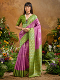 Monjolika Fashion Woven Work Silk Blend Lilac Saree | Grocsy