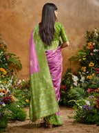 Monjolika Fashion Woven Work Silk Blend Lilac Saree | Grocsy