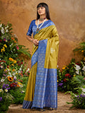 Monjolika Fashion Woven Work Silk Blend Mustard Saree | Grocsy
