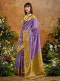 Monjolika Fashion Woven Work Silk Blend Lavender Saree | Grocsy
