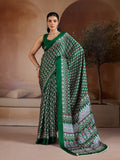 Monjolika Fashion Dark Green Printed Satin Saree | Grocsy