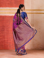 Monjolika Fashion Silk Blend woven Work Magenta Saree | Grocsy