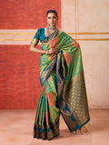 Monjolika Fashion Silk Blend woven Work Green Saree | Grocsy