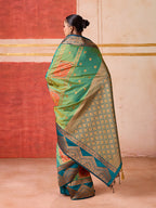 Monjolika Fashion Silk Blend woven Work Green Saree | Grocsy