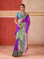Monjolika Fashion Silk Blend woven Work Purple Saree | Grocsy
