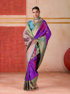 Monjolika Fashion Silk Blend woven Work Purple Saree | Grocsy
