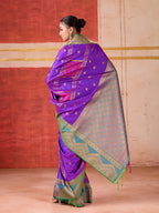 Monjolika Fashion Silk Blend woven Work Purple Saree | Grocsy