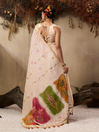 Monjolika Fashion Cotton Blend woven Cream Saree | Grocsy