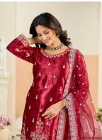 Monjolika Fashion Maroon Velvet Embroidered Salwar Kameez | Grocsy