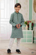 Raivat Ethnic Art Silk Embroidery Work Kids Kurta Pajama In Green Colour | Grocsy