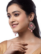 Shining Diva Pink Circular Drop Earrings | Grocsy