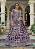 Monjolika Fashion Purple Embroidered Net Gown with Dupatta | Grocsy