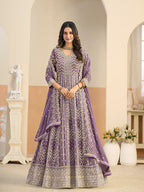 Monjolika Fashion Faux Georgette Lavender Embroidered Anarkali Salwar Kameez | Grocsy