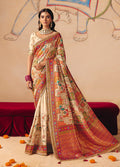 Monjolika Fashion Cream Embroidered Silk Blend Saree | Grocsy