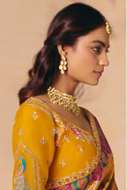 Monjolika Fashion Mustard Embroidered Silk Blend Saree | Grocsy