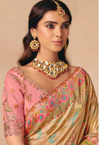 Monjolika Fashion Multicolor Embroidered Silk Blend Saree | Grocsy