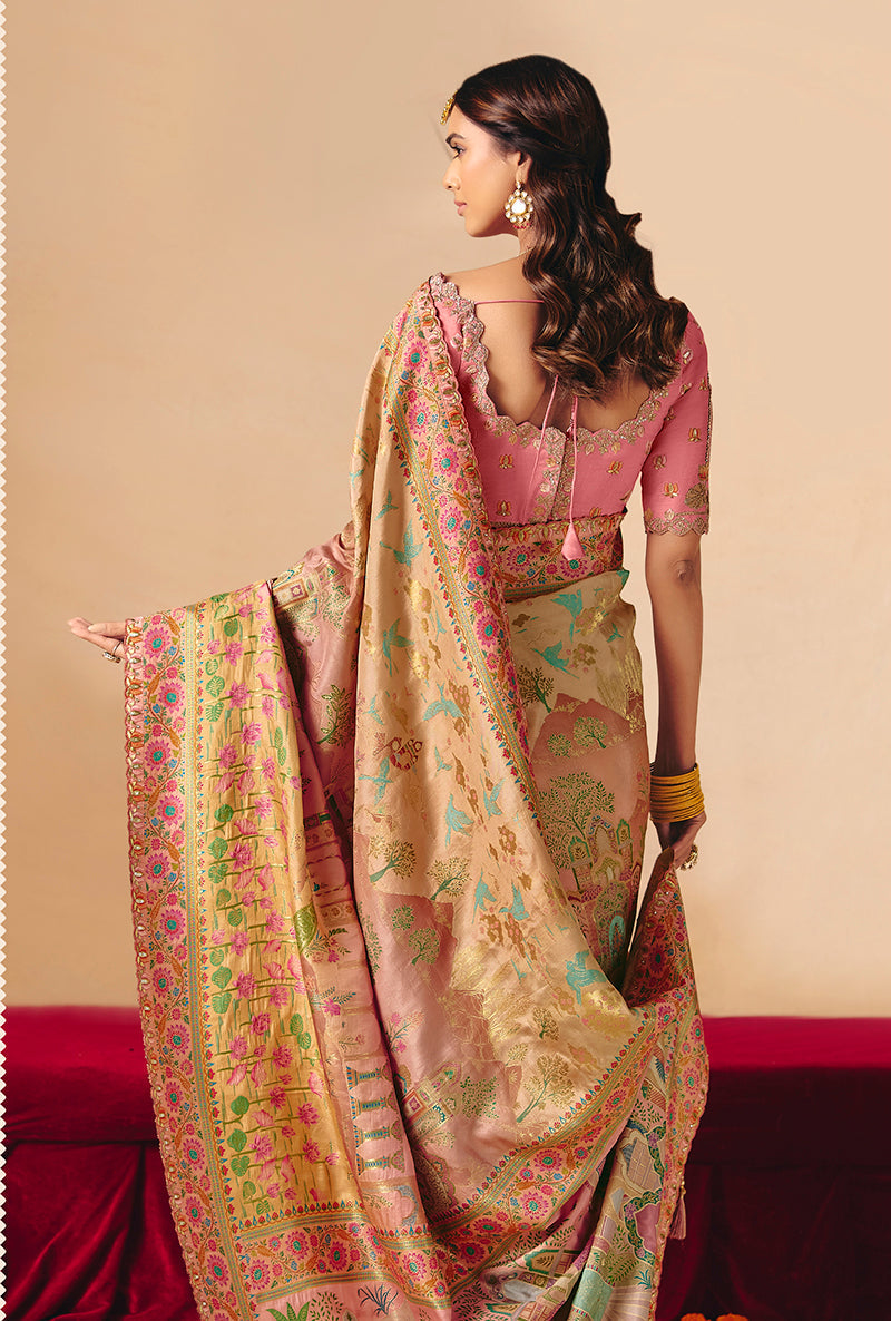 Monjolika Fashion Multicolor Embroidered Silk Blend Saree | Grocsy