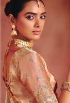 Monjolika Fashion Beige Silk Blend Embroidered Saree | Grocsy