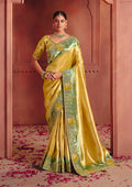 Monjolika Fashion Mustard Silk Blend Embroidered Saree | Grocsy