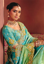 Monjolika Fashion Jacquard Multicolor Embroidered Wedding Saree | Grocsy