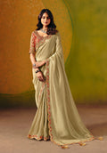 Monjolika Fashion Beige Embroidered Silk Blend Saree | Grocsy