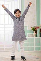Raivat Ethnic Art Silk Embroidery Work Kids Kurta Pajama In Grey Colour | Grocsy
