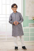 Raivat Ethnic Art Silk Embroidery Work Kids Kurta Pajama In Grey Colour | Grocsy