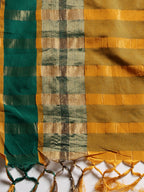 Saree Mall Mustard Yellow & Green Solid Saree | Grocsy