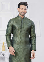 Joban Fashion Men's Jacquard Silk Green Printed Kurta Pyjama set | Grocsy