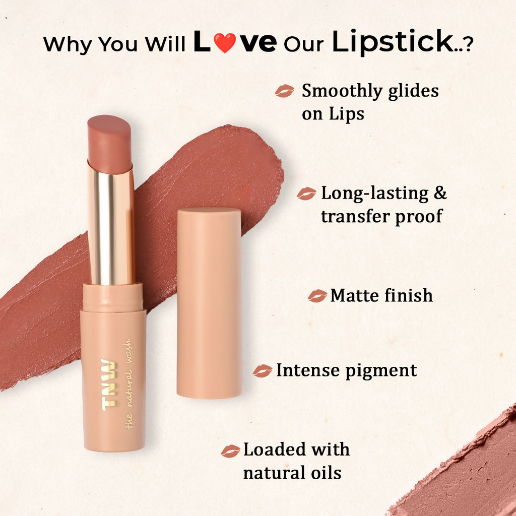 The Natural Wash Silky Matte Fusion Longstay Bullet Lipstick - Earthy Brown | Grocsy