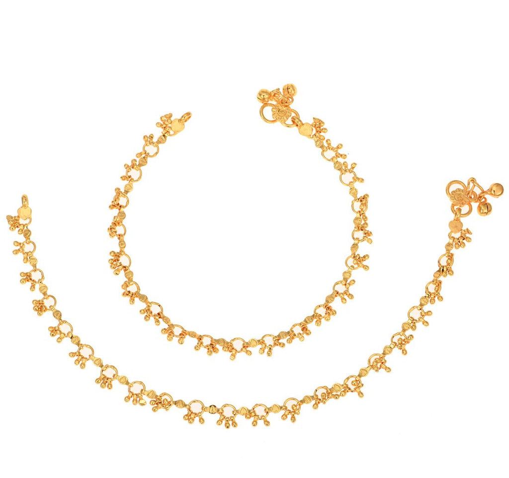 AanyaCentric Gold-Polished Traditional Anklets Payal - Classic and Stylish for Women and Girls | Grocsy